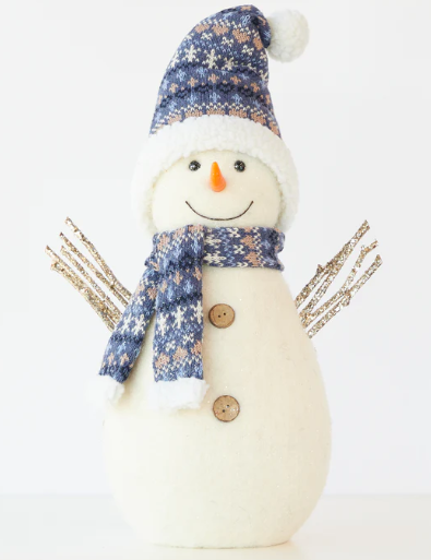 Snowman with Blue Hat and Scarf – Under the Mistletoe Shop