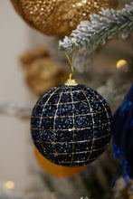 Load image into Gallery viewer, Midnight Blue Glitter Grid Bauble
