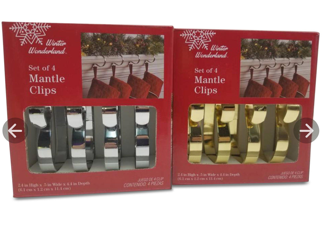 Set of 4 Mantle Clips - 2 Assorted Colours