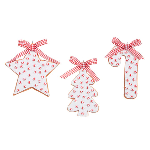 Raz Peppermint Sprinkle Cookie Hanging Ornament- 3 Assorted