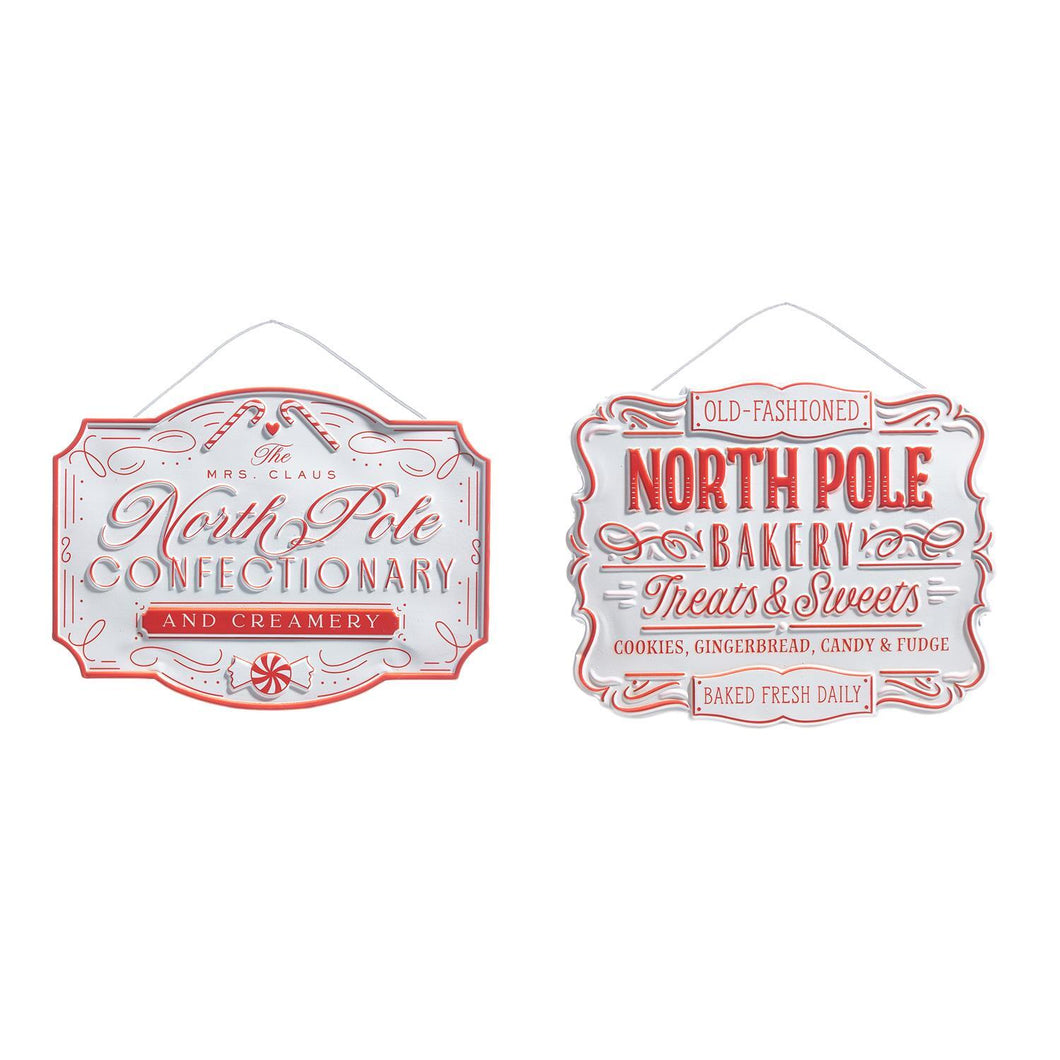 RAZ- North Pole Confectionary and Bakery Hanging Signs 2 Assorted