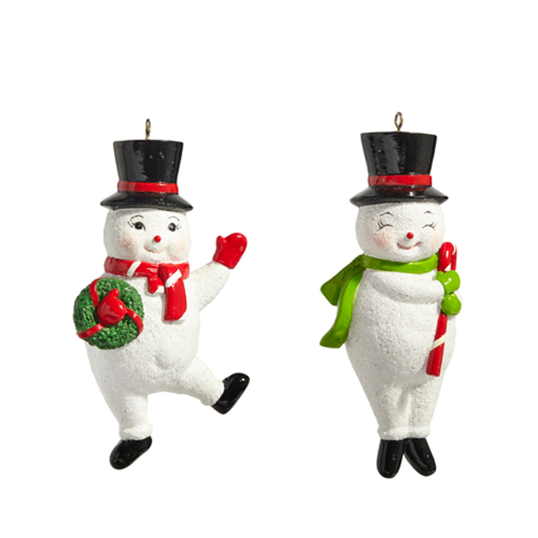 RAZ - Glittered Snowman Hanging Ornament - 2 Assorted