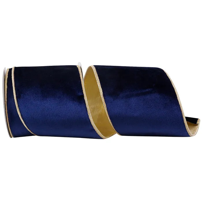 Midnight Blue and Gold Wired Ribbon
