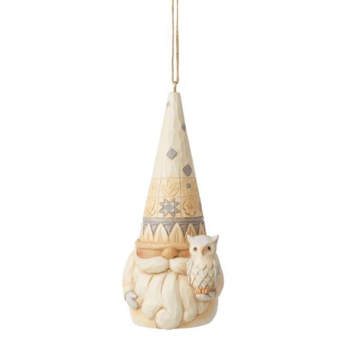 Jim Shore - White Woodland Gnome Hanging Ornament