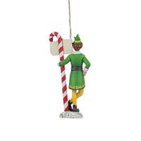 Load image into Gallery viewer, Elf by Jim Shore -  Elf Holding Candy Cane Forest Signpost Hanging Ornament
