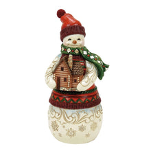 Load image into Gallery viewer, Jim Shore - Christmas At The Lodge Snowman with Log Cabin
