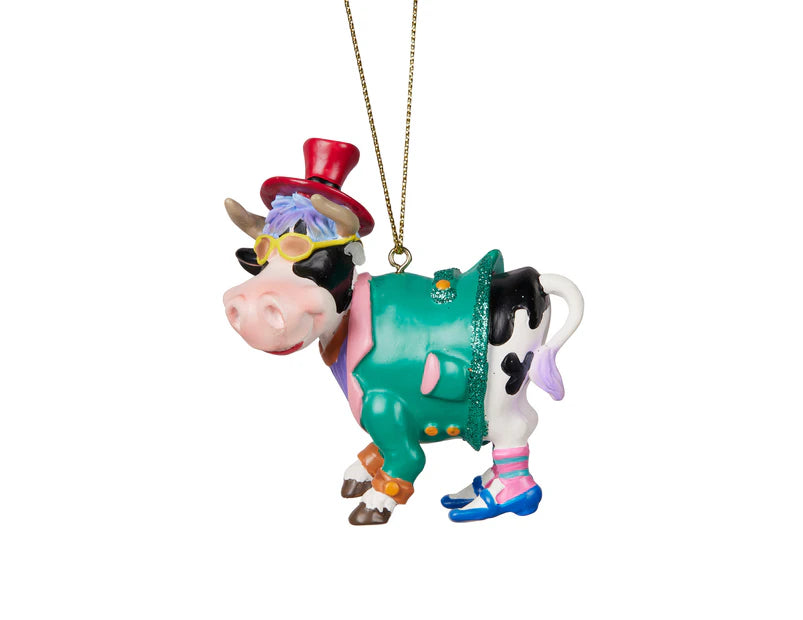 Dressed Up Cow Hanging Ornament