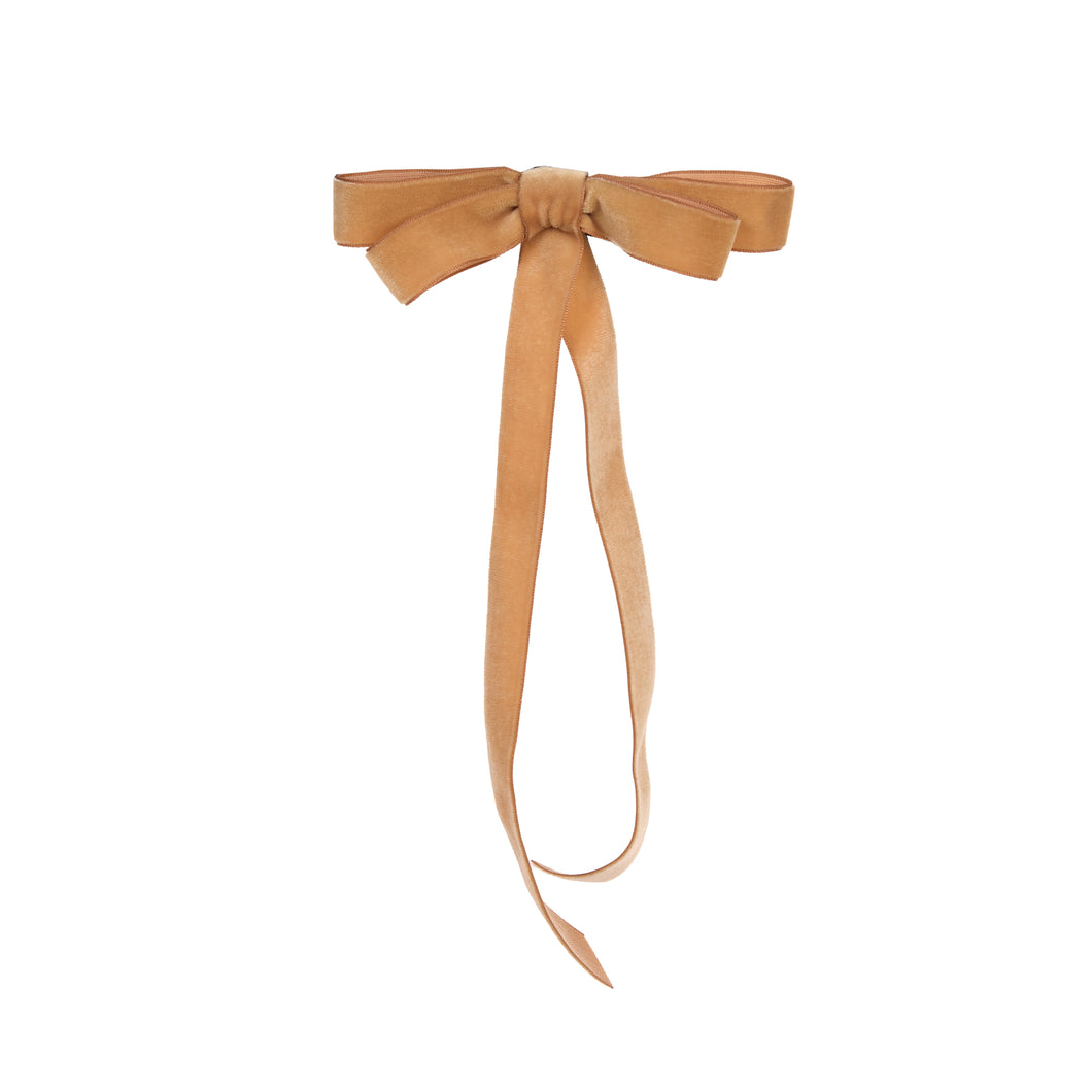 6PK Tan Velvet Bows