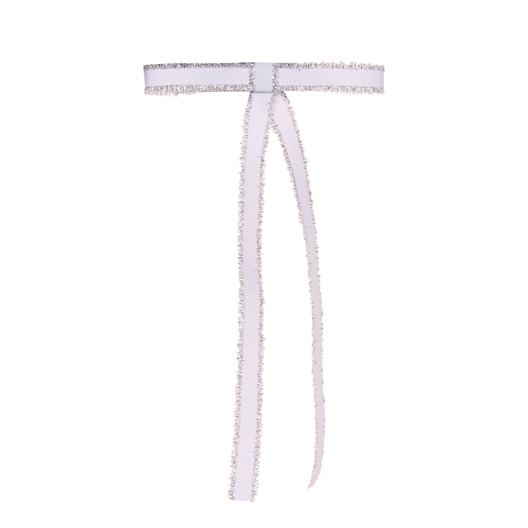 6PK White Tinsel Bows