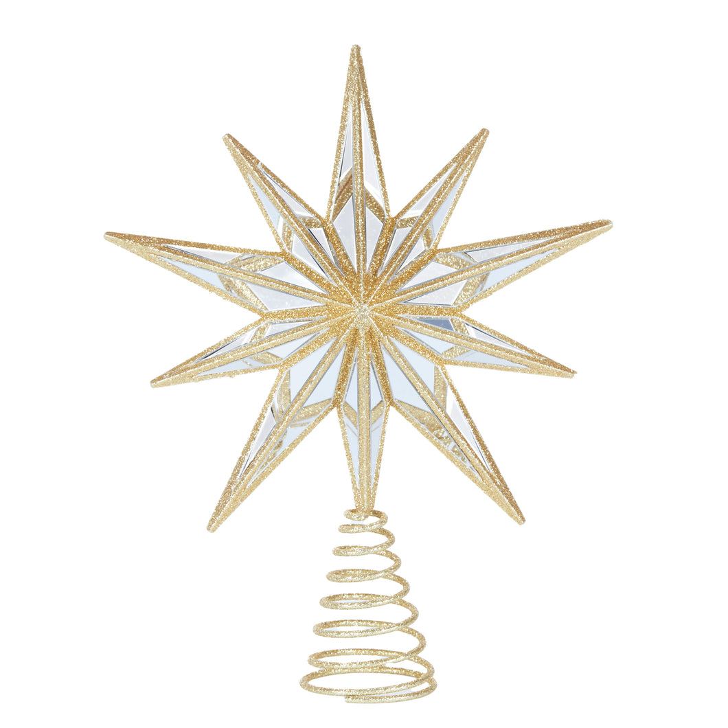 9 Point Mirrored Star Tree Gold Tree Topper