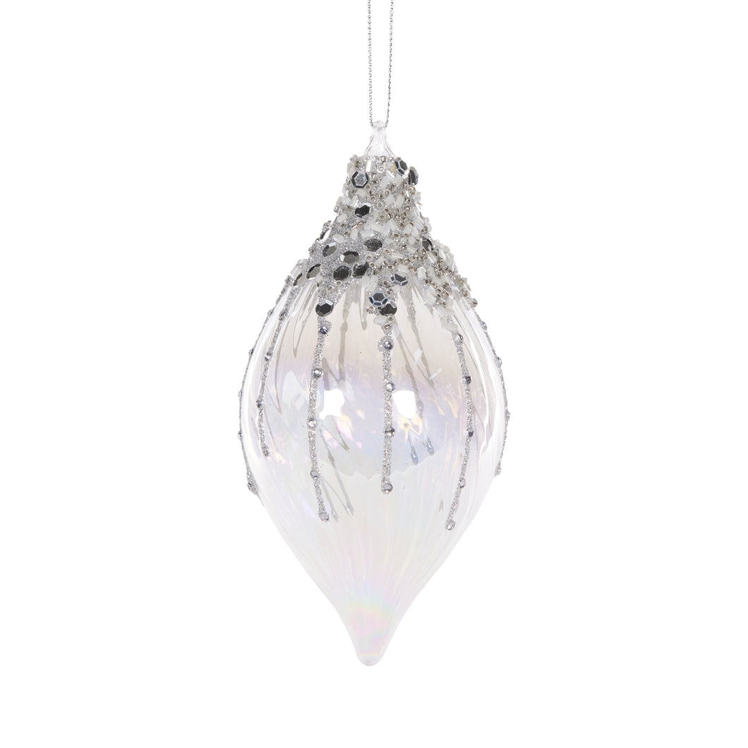 Silver Jewel Drop Hanging Ornament