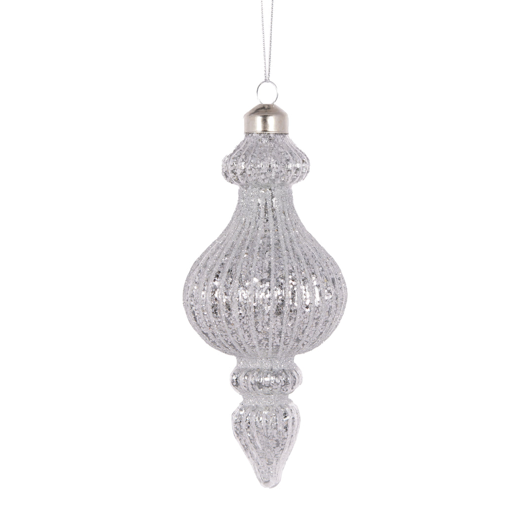 Silver Ribbed Finial Hanging Ornament