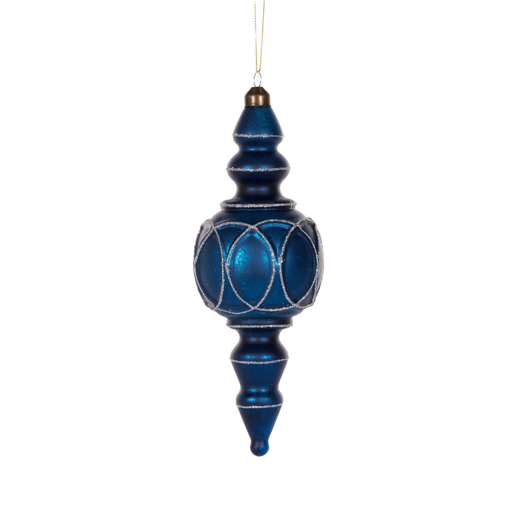 Midnight Embellished Glass Finial Ornament