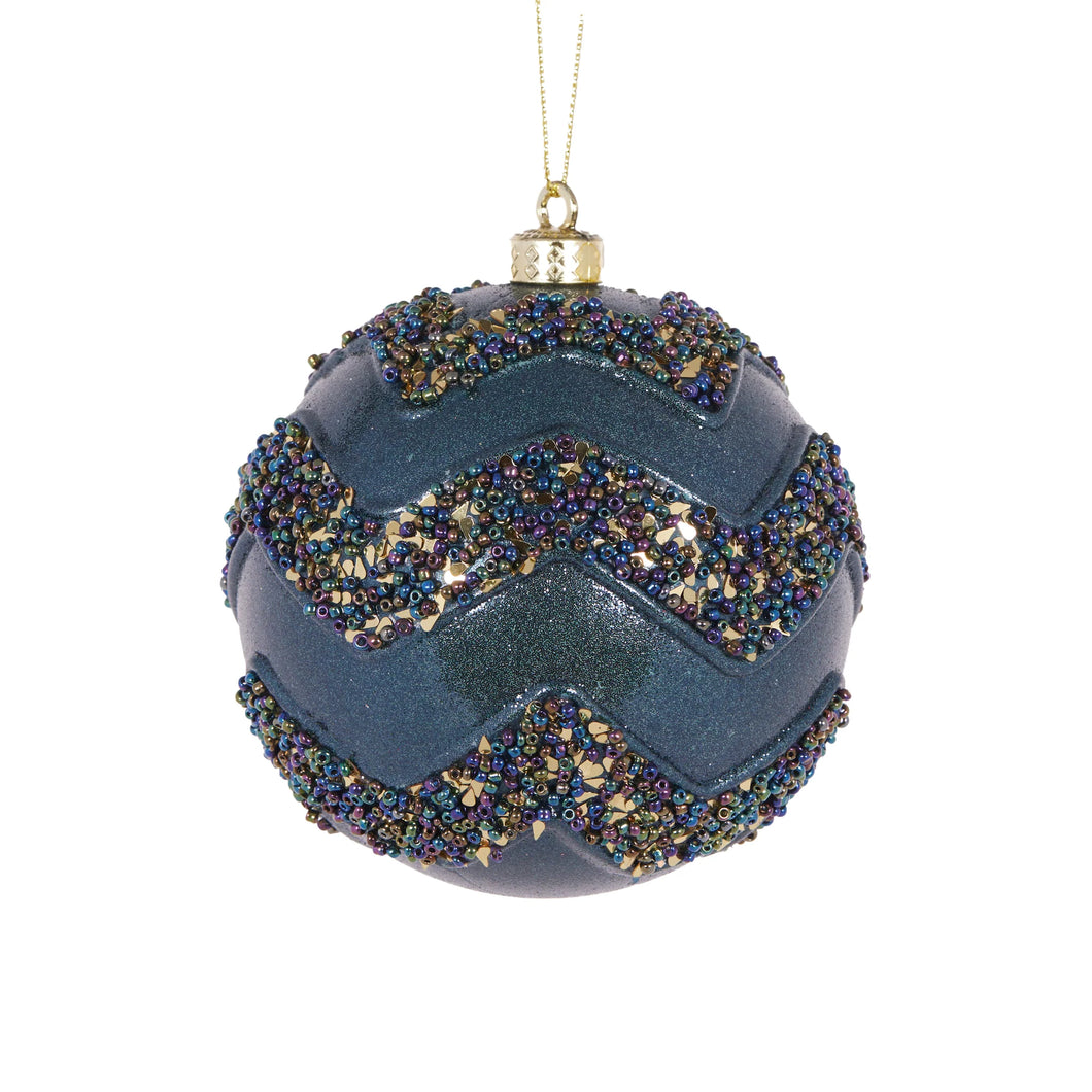 Midnight Blue Glitter Chevron Bauble