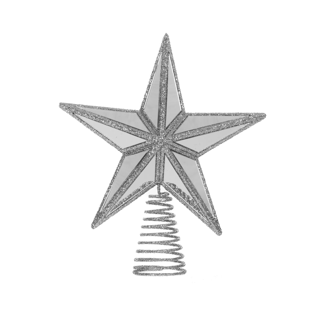 Mini Silver 5 Point Mirrored Tree Topper