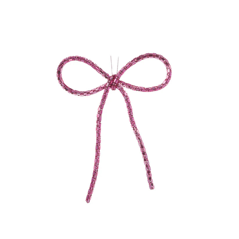 Pink Beaded Bow Ornament