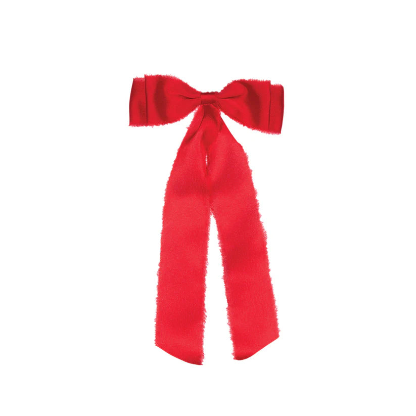 6Pk Red Raw Satin Bows