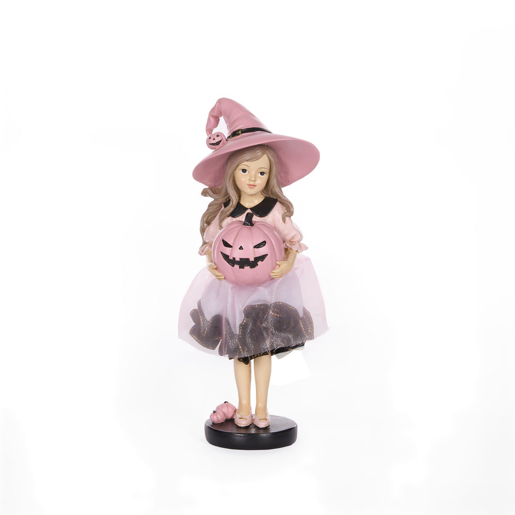 Pink Witch With Pumpkin