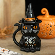 Load image into Gallery viewer, Frightful Folk Black Cat Lidded Mug
