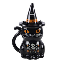 Load image into Gallery viewer, Frightful Folk Black Cat Lidded Mug
