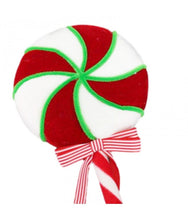 Load image into Gallery viewer, Large Festive Red, White and Green Swirl Lollypop
