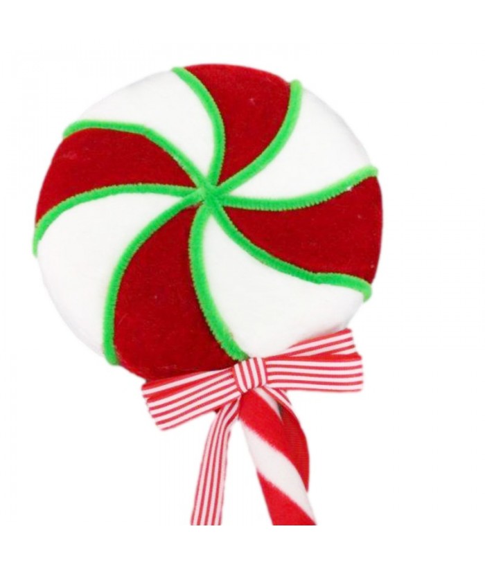 Large Festive Red, White and Green Swirl Lollypop