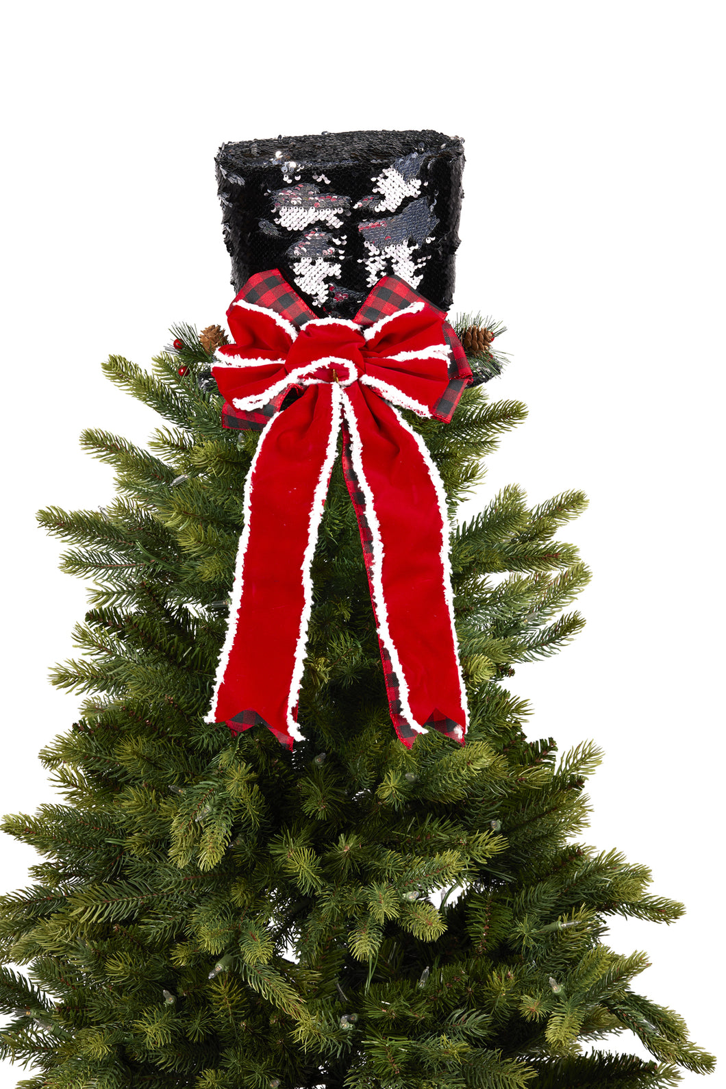 Black Sequinned Top Hat Tree Topper