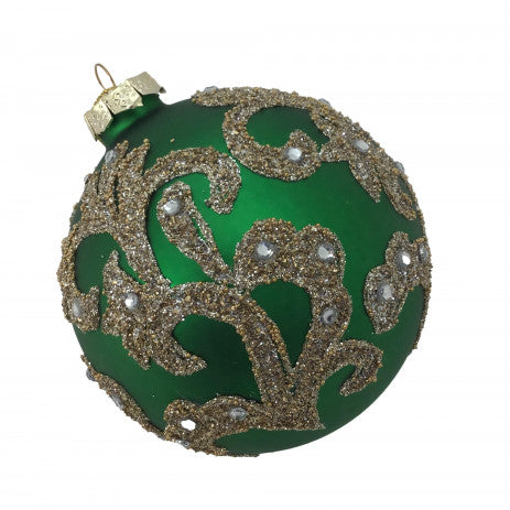 Green Glass ornate Bauble