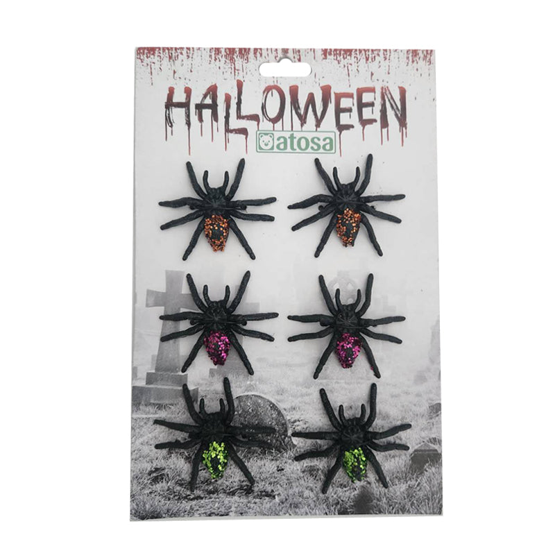 Pack of 6 Glitter Spiders