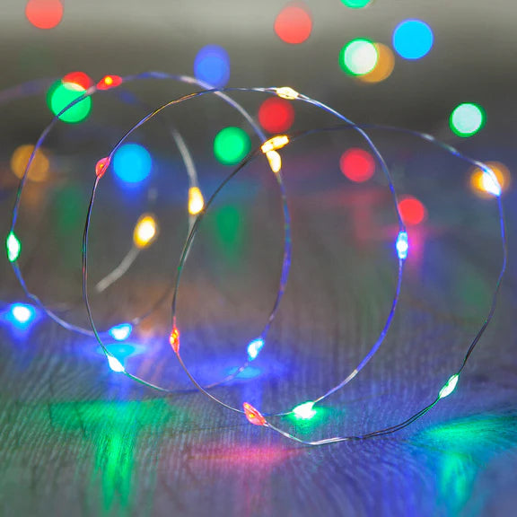 Battery Operated 40 Micro LED String Lights with Timer- Multicolour