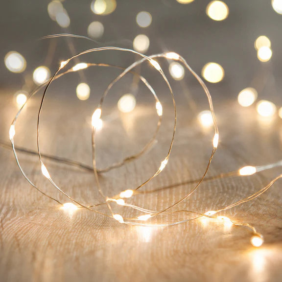 Battery Operated 40 Micro LED String Lights with Timer- Warm White