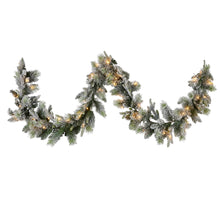 Load image into Gallery viewer, Pre-Lit Snowy Spruce Garland with Multi Colour Light Options
