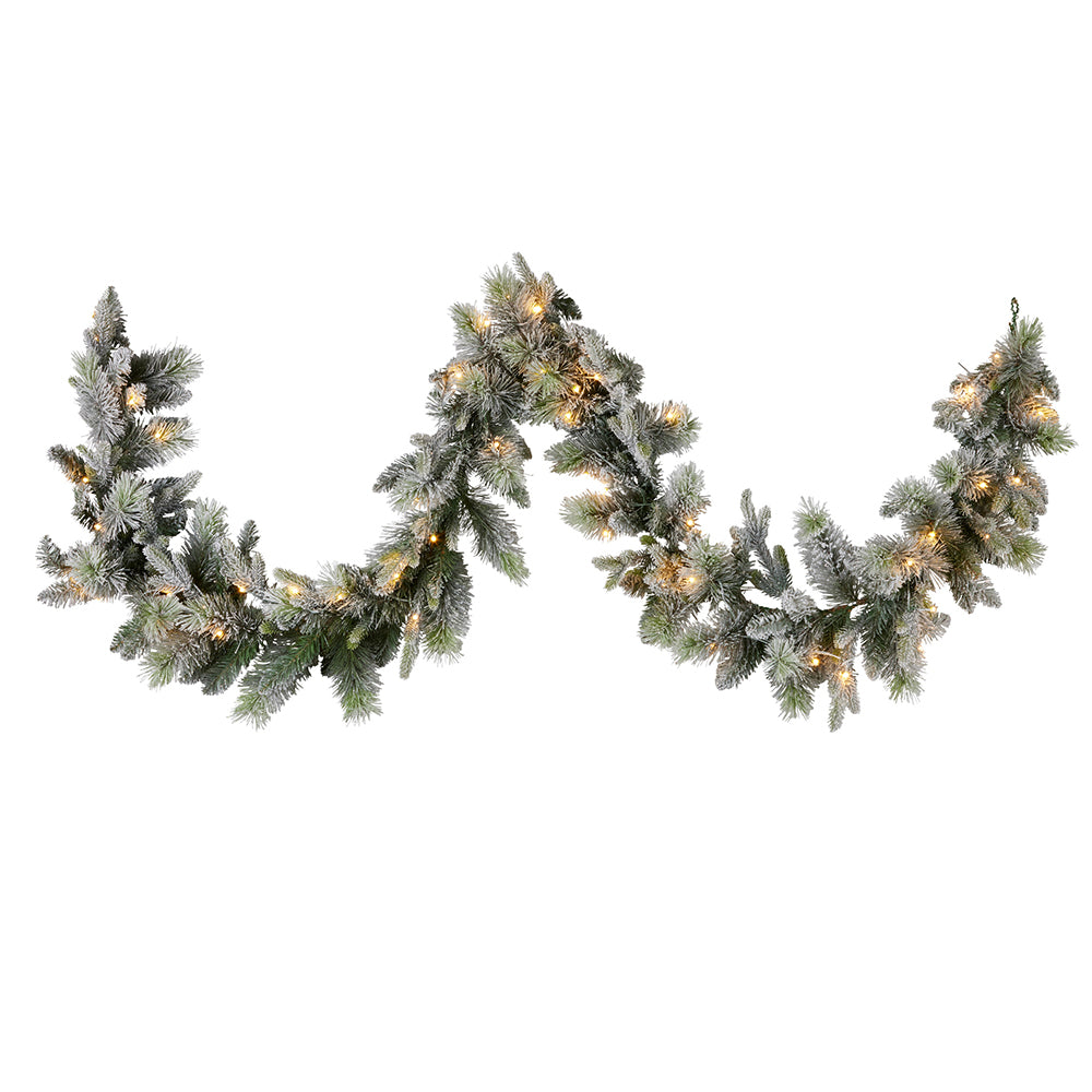 Pre-Lit Snowy Spruce Garland with Multi Colour Light Options