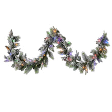 Load image into Gallery viewer, Pre-Lit Snowy Spruce Garland with Multi Colour Light Options
