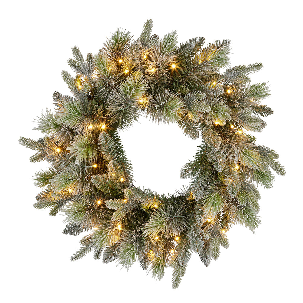 Pre-Lit Snowy Wreath With Multi Light Options