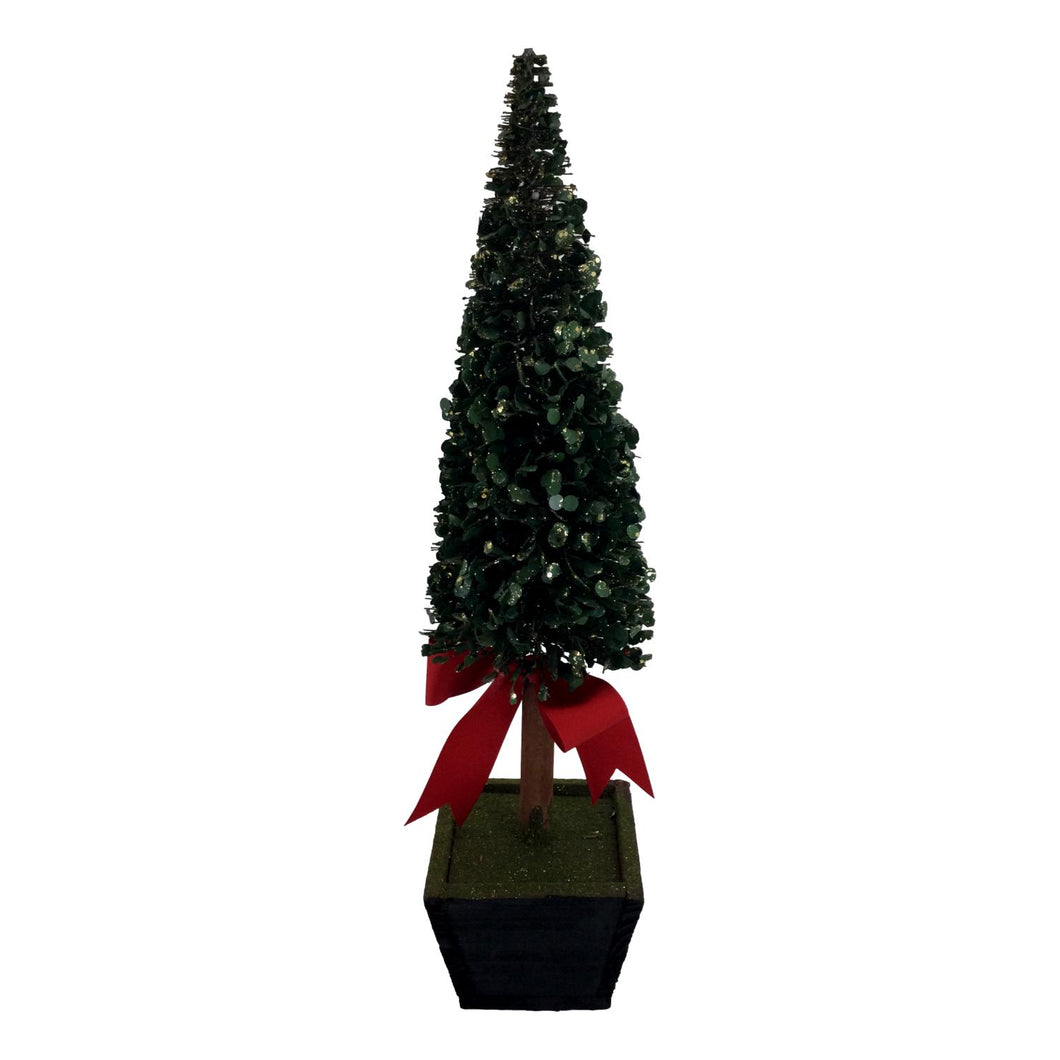 Green Brush Tree with Bow 53cm