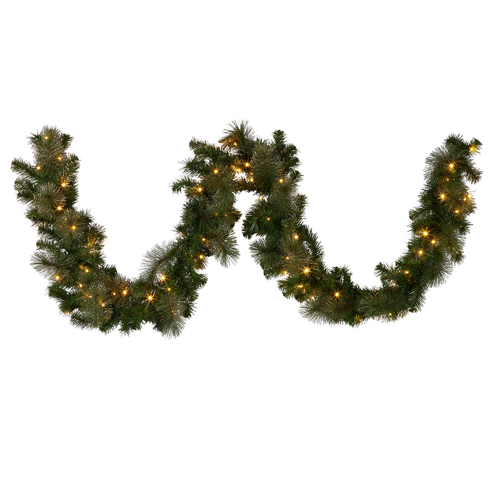 Pre-Lit Glittery Gold Pine Garland -Multi Color Light Options