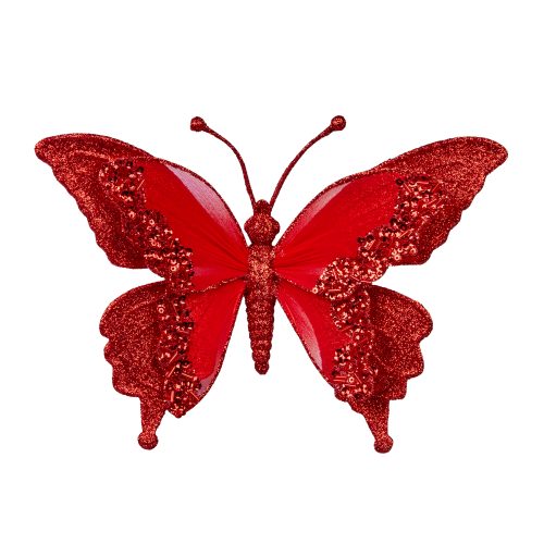 Clip On Red Butterfly Decoration