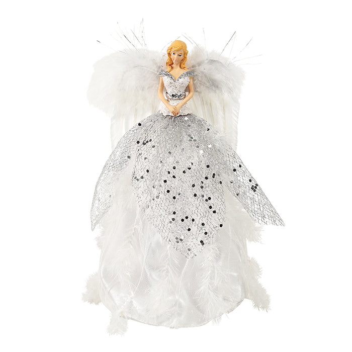 Silver and White Angel Tree Topper