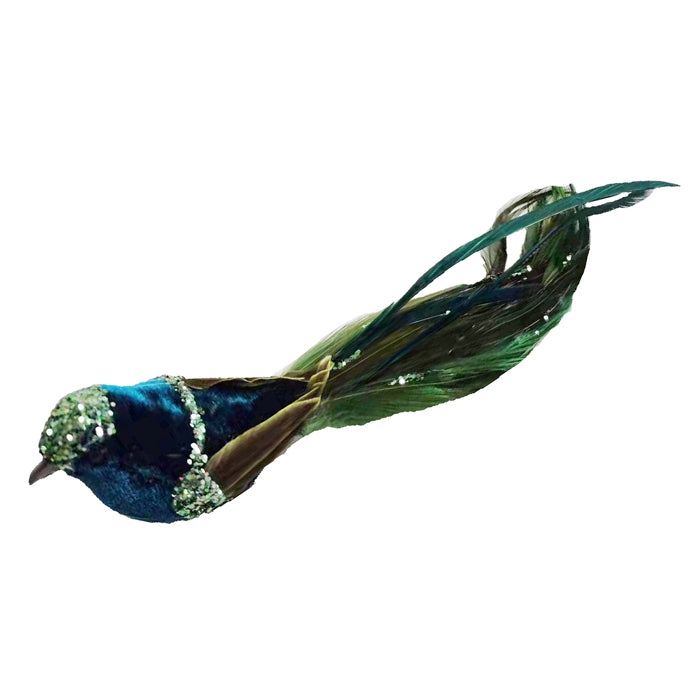 Clip On Sequin Green Bird