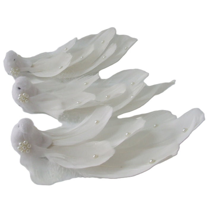 Clip On Bird With White Pearls