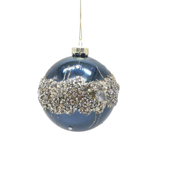 Blue Glass Bauble With Jewel Details