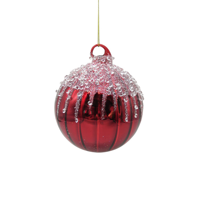 Red Glass Bauble With Jewel Details