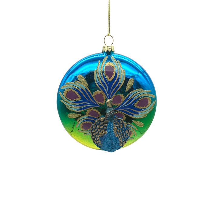 Glass Peacock Hanging Bauble