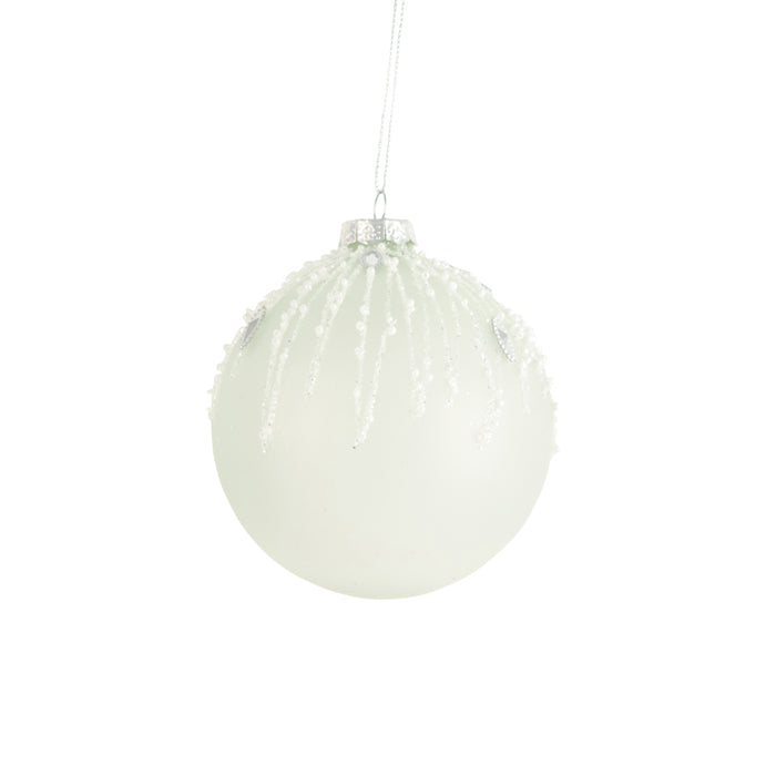 White Glass Bauble With Beading Details