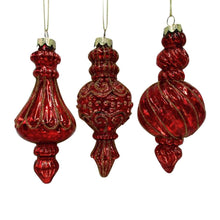 Load image into Gallery viewer, Red and Gold Glass Finial Ornament - 3 Assorted

