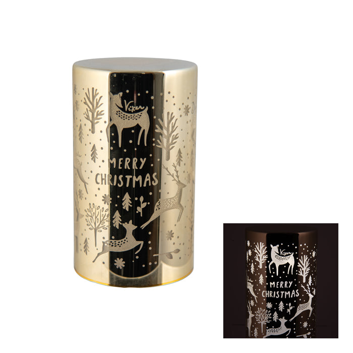 LED Merry Christmas Champagne Pillar - Small