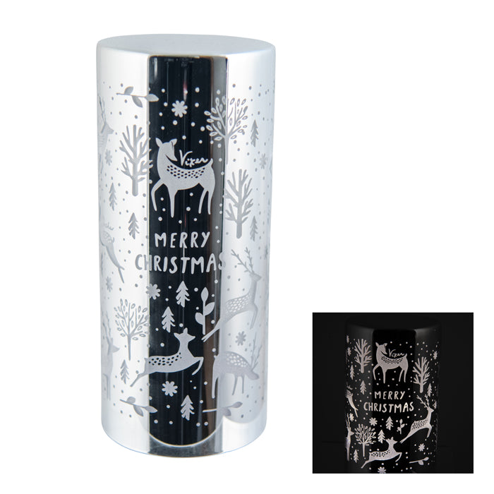 LED Merry Christmas Silver Pillar - Large
