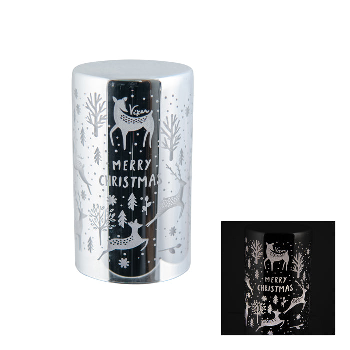 LED Merry Christmas Silver Pillar - Small