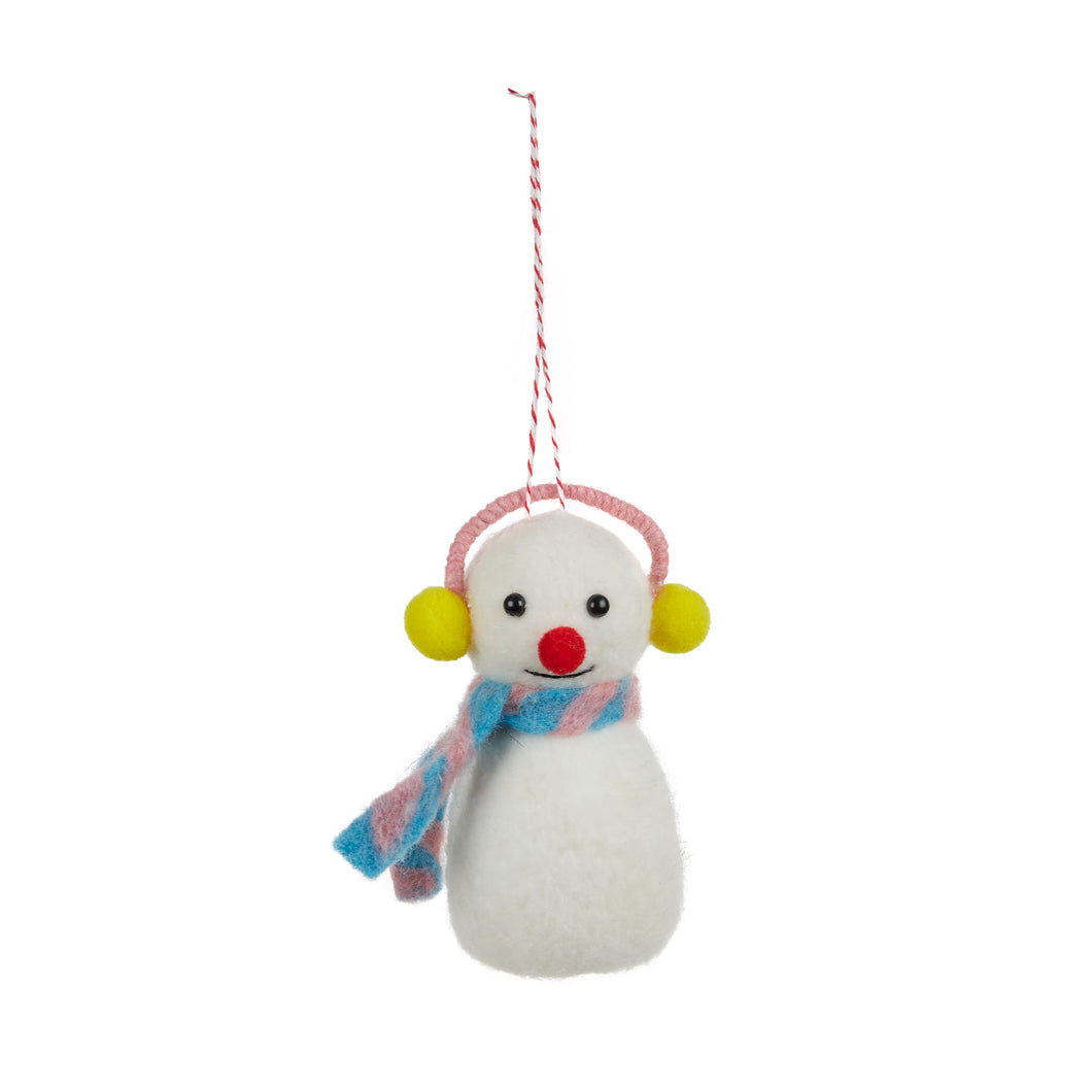 Snowman with Scarf and Earmuffs Hanging